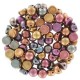 Czech 2-hole Cabochon beads 6mm Purple Iris Gold
